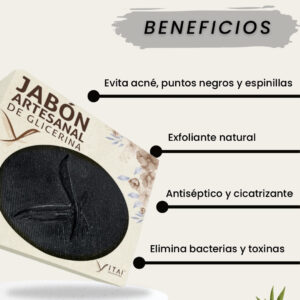 🖤 Jabón de Glicerina Natural con Carbón Activo – Limpieza Profunda y Suavidad Natural 🌿